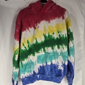 Talentless Tie Dye Hoodie Pullover Sweatshirt Rainbow Graphic Print Size M Skate